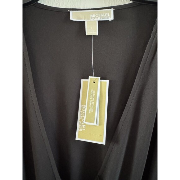 Michael Michael Kors Women’s Ruffled Faux-Wrap Dress Black  size L spring summer - Picture 12 of 16